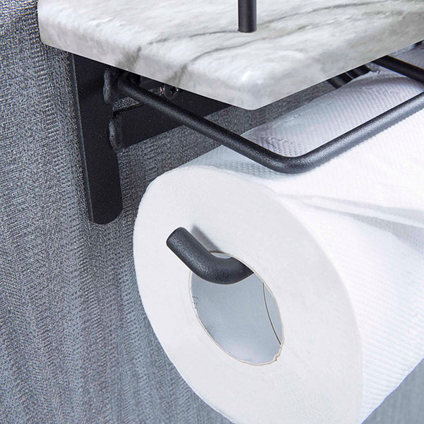 トイレットペーパーホルダー 棚付 大理石調 2連タイプ 幅27.5cm ペーパーホルダー トイレットペーパー ダブル 2連 棚 棚付き 小物置き トイレ ペーパー収納 ホルダー ペーパー押さえ