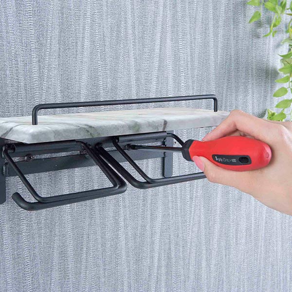 トイレットペーパーホルダー 棚付 大理石調 2連タイプ 幅27.5cm ペーパーホルダー トイレットペーパー ダブル 2連 棚 棚付き 小物置き トイレ ペーパー収納 ホルダー ペーパー押さえ