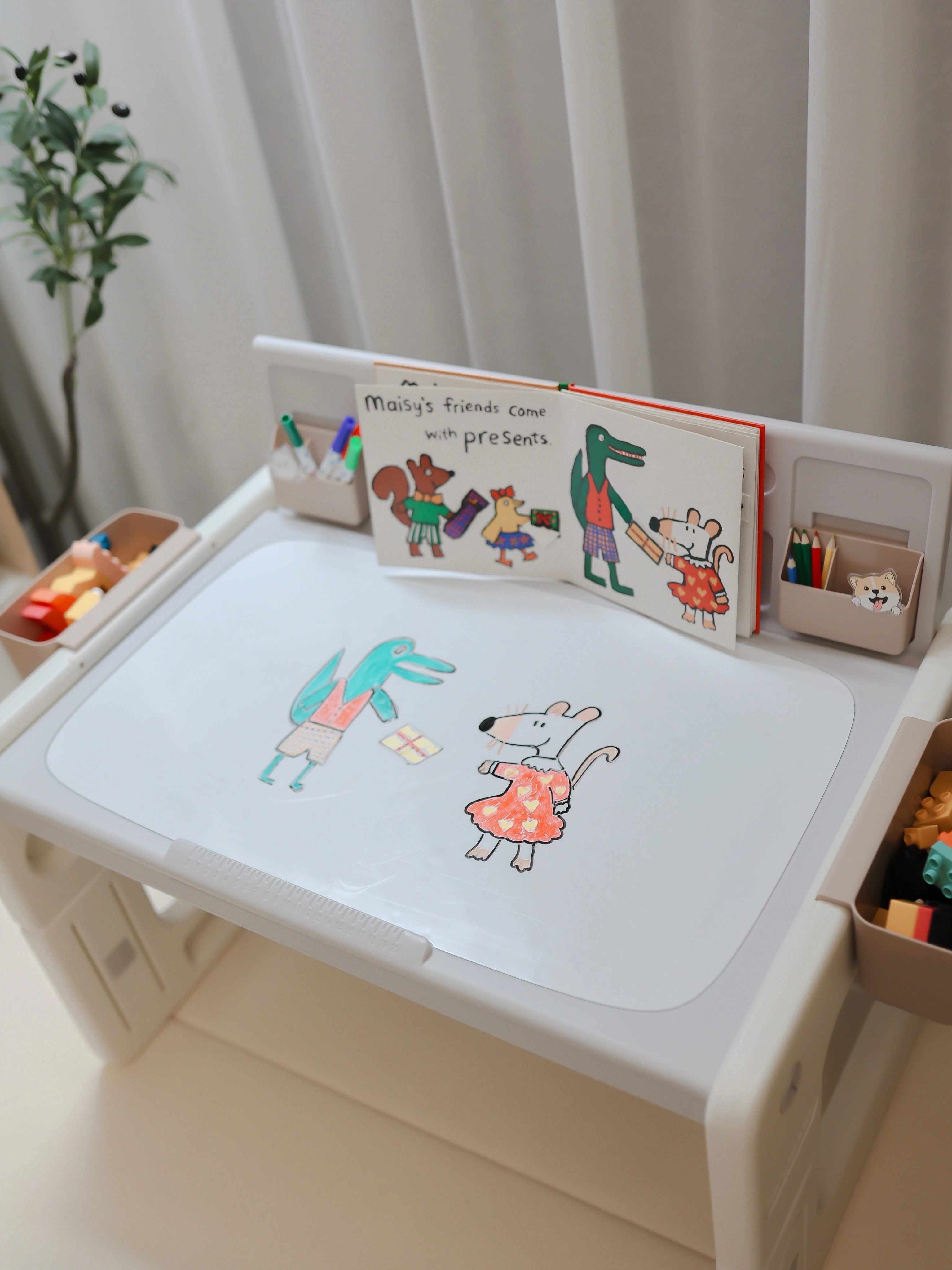 1771【ホワイトボードのみ】キッズデスク チェアセット お絵描き机 高さ調整 天板角度調整 子供机セット キッズチェア 収納ケース ブックスタンド ペン立て 子供用デスク 子供テーブル 子供机 学習