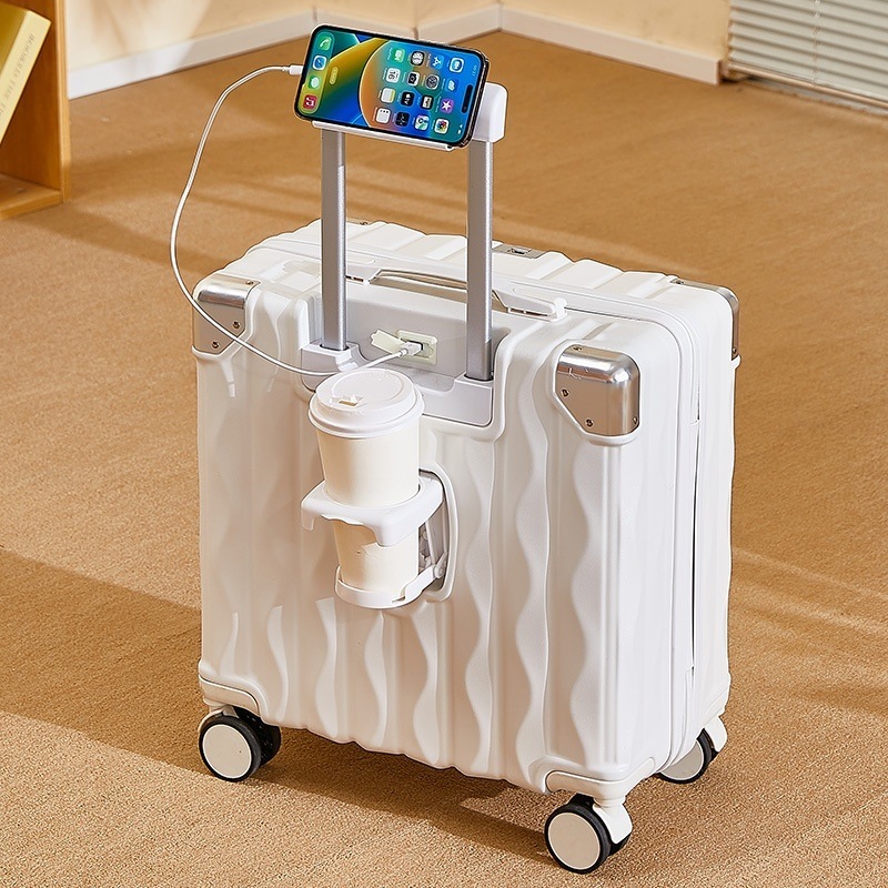 スーツケース 虹 レインボー グラデーション カラー 機内持ち込み 子ども用キャリーケース 小型 キャリーバッグ アルミフレームタイプ ファスナータイプ 軽量 ロック搭載 18インチ キッズ用