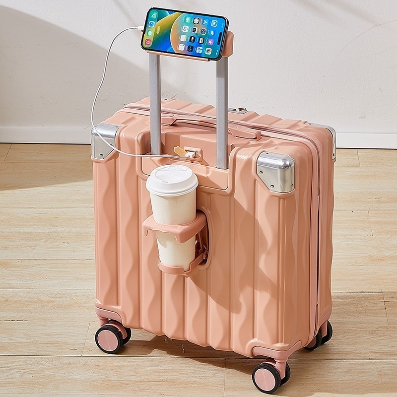 スーツケース 虹 レインボー グラデーション カラー 機内持ち込み 子ども用キャリーケース 小型 キャリーバッグ アルミフレームタイプ ファスナータイプ 軽量 ロック搭載 18インチ キッズ用