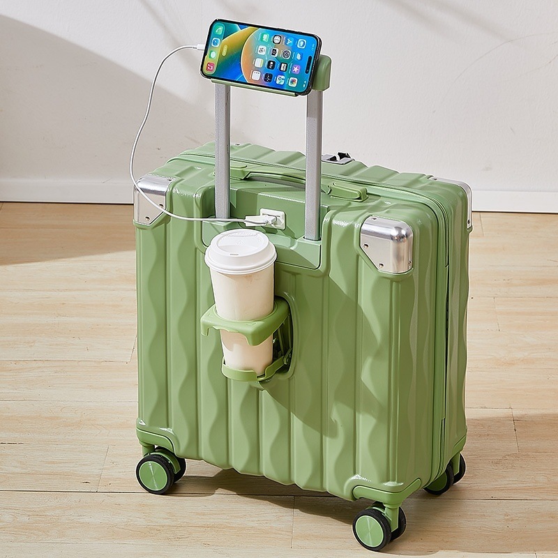 スーツケース 虹 レインボー グラデーション カラー 機内持ち込み 子ども用キャリーケース 小型 キャリーバッグ アルミフレームタイプ ファスナータイプ 軽量 ロック搭載 18インチ キッズ用