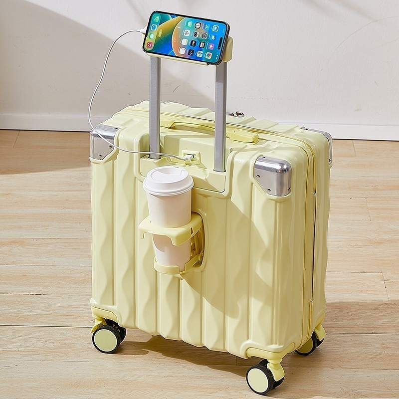 スーツケース 虹 レインボー グラデーション カラー 機内持ち込み 子ども用キャリーケース 小型 キャリーバッグ アルミフレームタイプ ファスナータイプ 軽量 ロック搭載 18インチ キッズ用