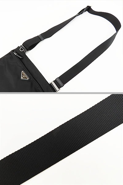 外美品プラダナイロン斜め掛けショルダーバッグフラットメッセンジャーバッグサコッシュブラック1BH978