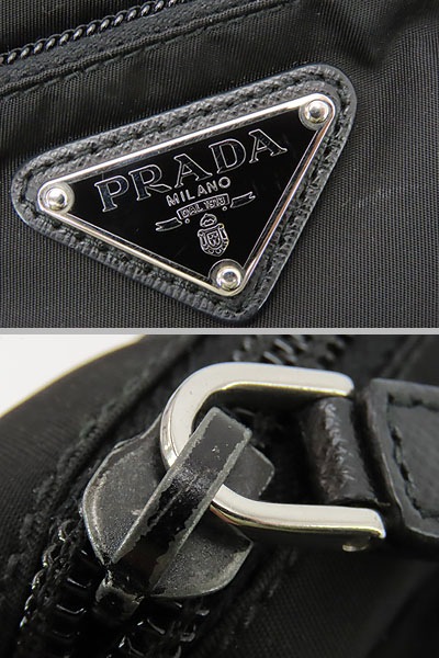 外美品プラダナイロン斜め掛けショルダーバッグフラットメッセンジャーバッグサコッシュブラック1BH978