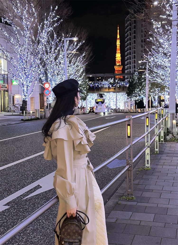 INSスタイル ロング 快適である コート 上品映え スーツ襟 受け取って腰 縫付 トレンチコート ダスターコート フリル