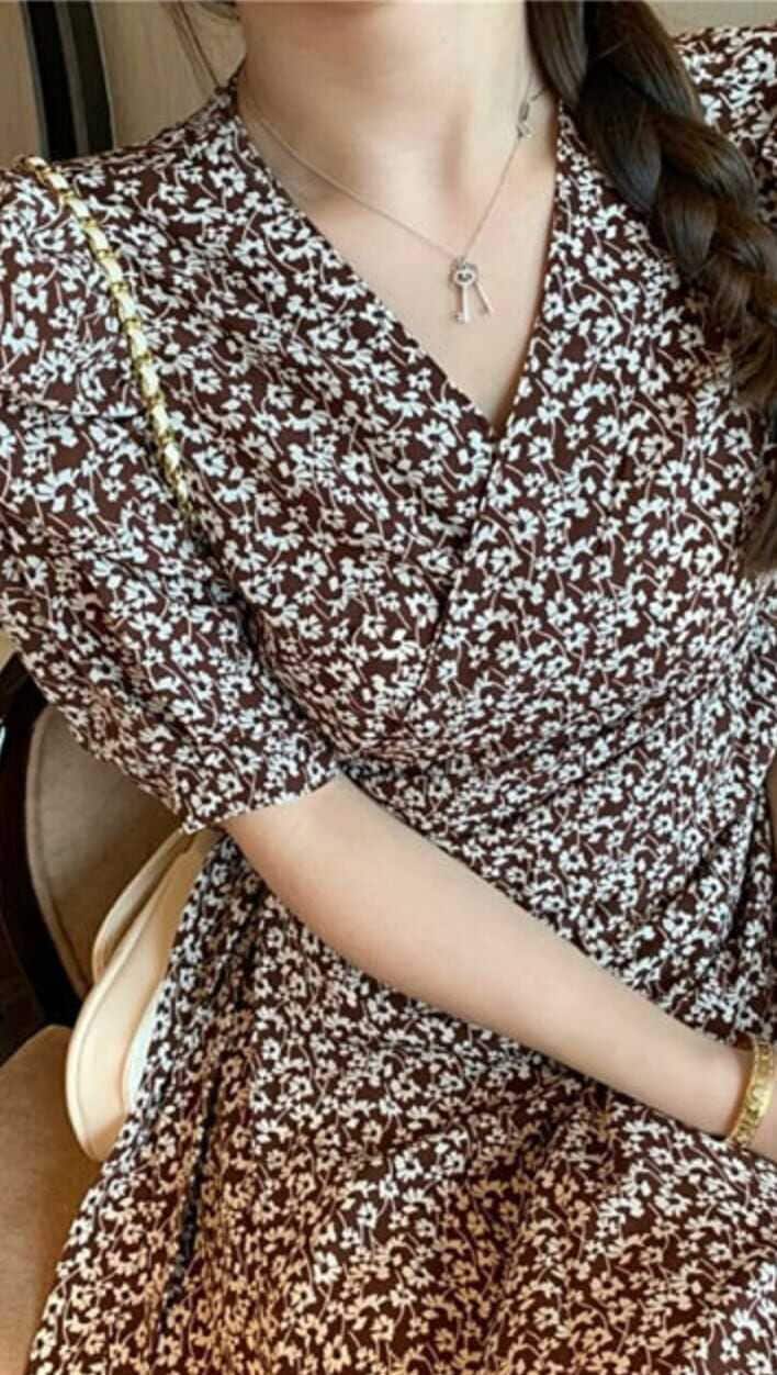 ワンピース 上着 人気 おすすめ おしゃれ お洒落 激安 安い プチプラ 半袖 Vネック 柄 プリント 花柄 リボン タイト ロングスカート 可愛い かわいい 韓国 きれいめ 大人 上品 春