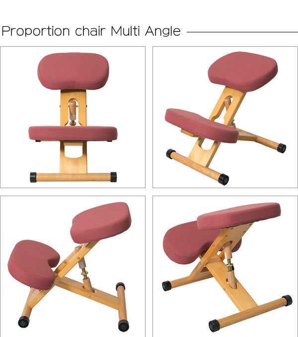 プロポーションチェア(姿勢矯正椅子) 木製(天然木) 座面高さ調整可/キャスター付き ローズ プロポーションチェア(姿勢矯正椅子) 木製(天然木) 座面高さ調整可/キャスター付き ローズ