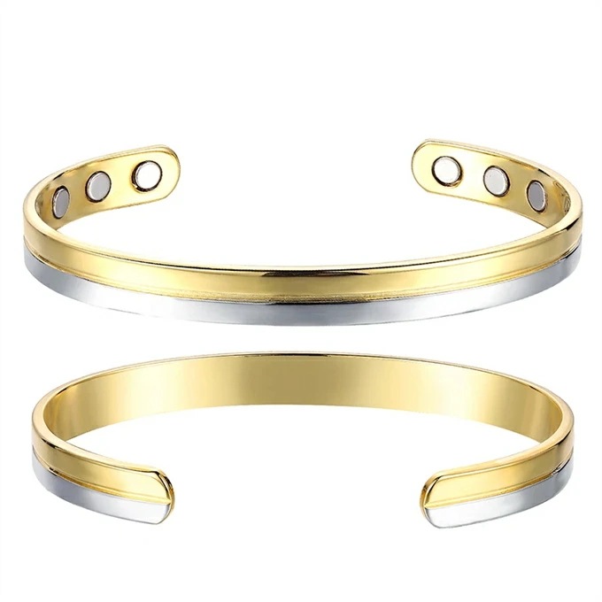 磁気純銅のための8ミリメートル調節可能な健康エネルギーゴールドシルバーカラーマッチング磁気バングル ストレス解消 痩身ブレスレット 女性の減量 エネルギーマグネット付きの磁気ブレスレット エネルギーヨ