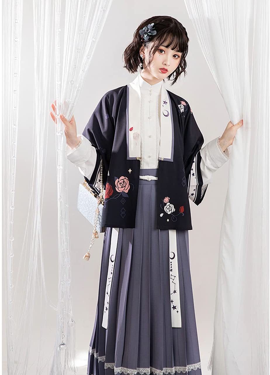 ロリータ 華ロリ セットアップ 和ロリ 薔薇 ブラック 3点セットSMLのみ女の子専用の3サイズ