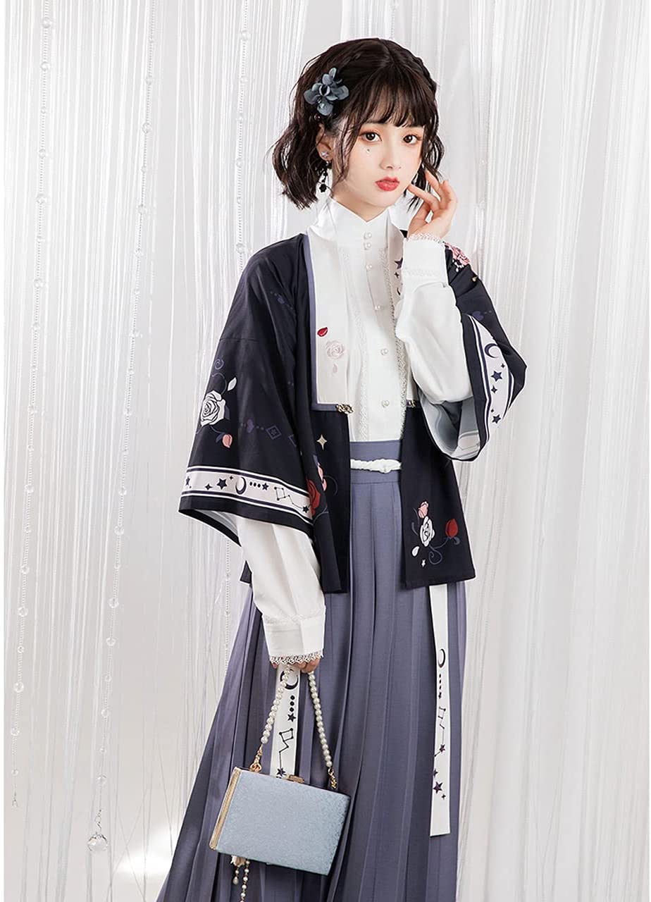 ロリータ 華ロリ セットアップ 和ロリ 薔薇 ブラック 3点セットSMLのみ女の子専用の3サイズ