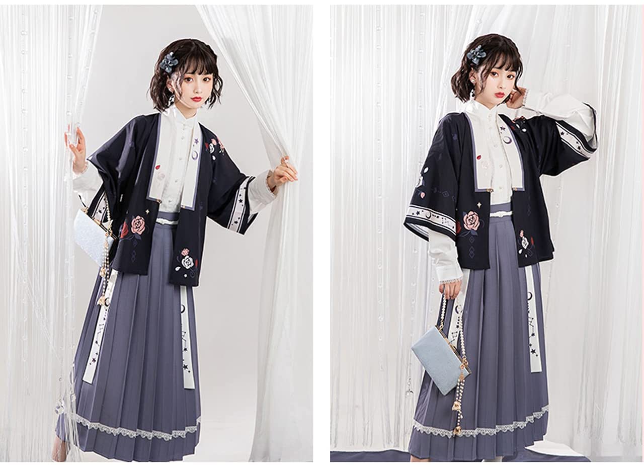 ロリータ 華ロリ セットアップ 和ロリ 薔薇 ブラック 3点セットSMLのみ女の子専用の3サイズ