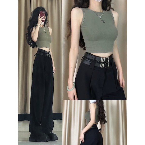 d.i.a. タンク ギャル d.i.a.系 ギャル服 白ニット&ヒョウ柄タンクトップ GAL - メルカリ