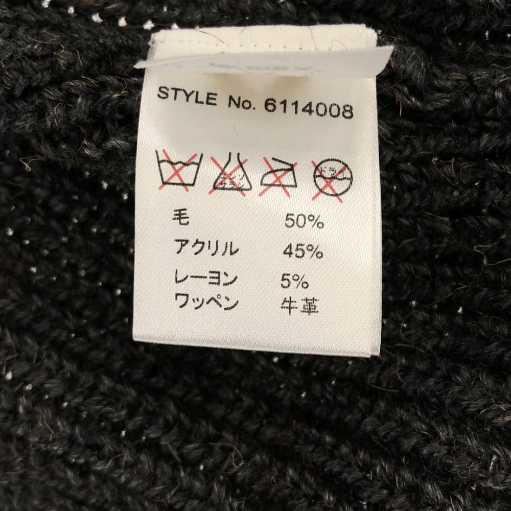 ウールブレンド ロゴワッペン 長袖 ショールカラー ニットカーディガン L グレー系 メンズ