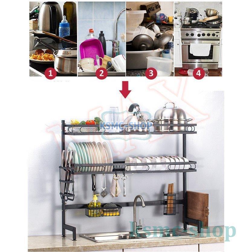 水切りかご 水切りラック シンク上 食器 省スペース 2段式水切りラック 錆びない ディッシュラック 大皿立て 鍋蓋スタンド