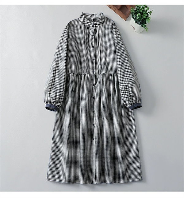 Qoo10] シャツワンピース 長袖 ロングワンピース