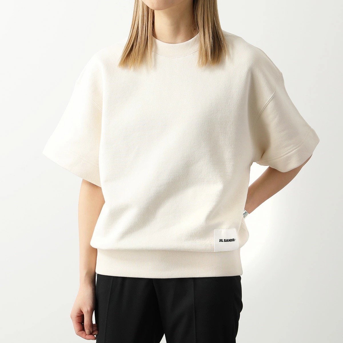 JIL SANDER+ ジルサンダー プラス 半袖 スウェット J40GC0105 J20010 J20039 レディース クルーネック ロゴ オーバーサイズ JIL SANDER+ ジルサンダー プラス 半袖 スウェット J40GC0105 J20010 J20039 レディース クルーネック ロゴ オーバーサイズ