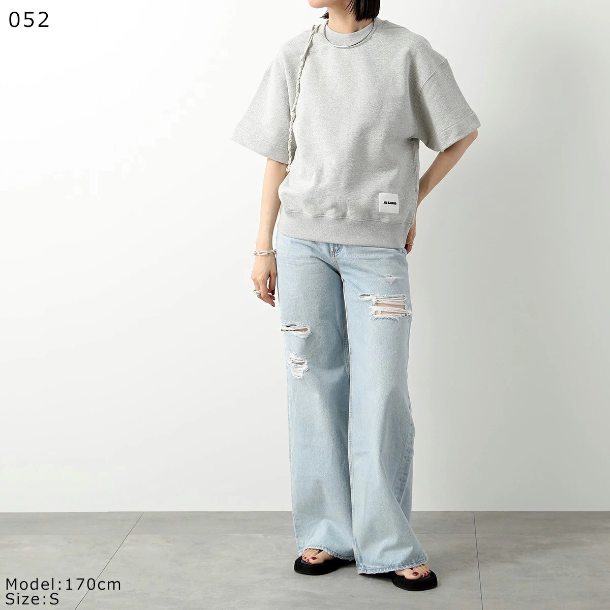 JIL SANDER+ ジルサンダー プラス 半袖 スウェット J40GC0105 J20010 J20039 レディース クルーネック ロゴ オーバーサイズ JIL SANDER+ ジルサンダー プラス 半袖 スウェット J40GC0105 J20010 J20039 レディース クルーネック ロゴ オーバーサイズ