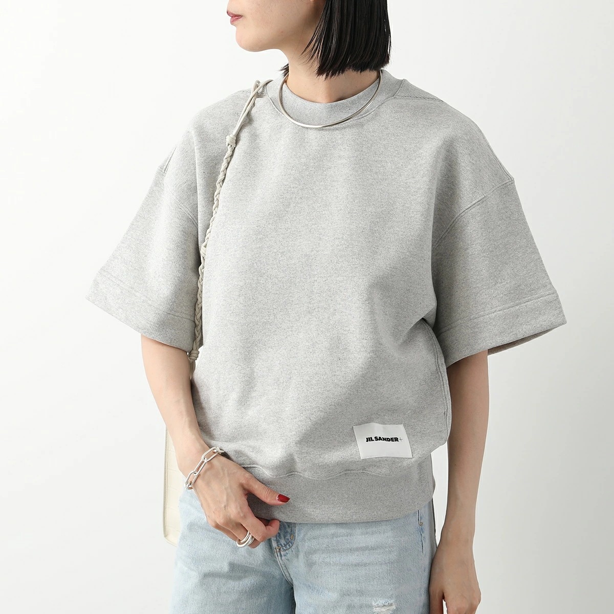 JIL SANDER+ ジルサンダー プラス 半袖 スウェット J40GC0105 J20010 J20039 レディース クルーネック ロゴ オーバーサイズ JIL SANDER+ ジルサンダー プラス 半袖 スウェット J40GC0105 J20010 J20039 レディース クルーネック ロゴ オーバーサイズ