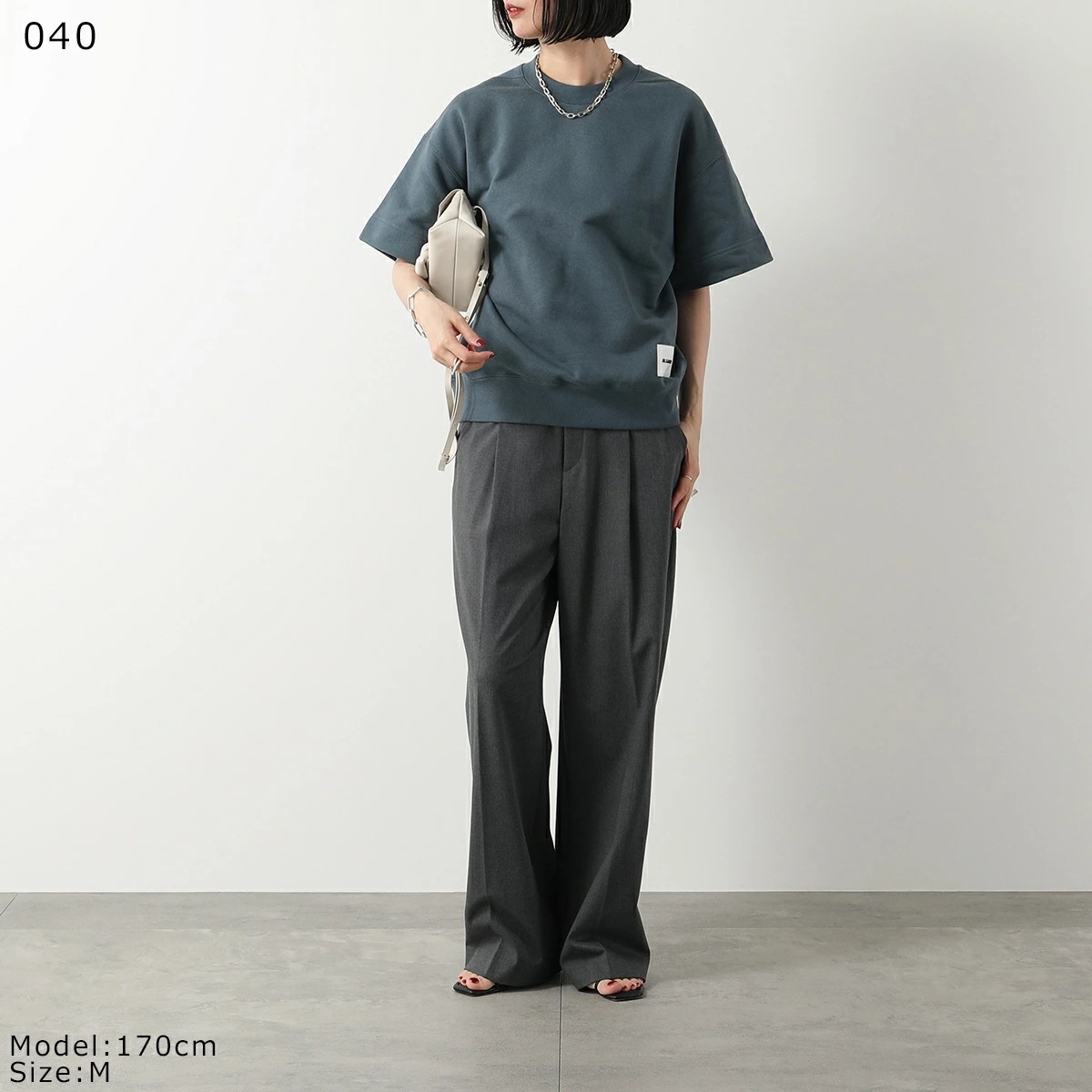 JIL SANDER+ ジルサンダー プラス 半袖 スウェット J40GC0105 J20010 J20039 レディース クルーネック ロゴ オーバーサイズ JIL SANDER+ ジルサンダー プラス 半袖 スウェット J40GC0105 J20010 J20039 レディース クルーネック ロゴ オーバーサイズ