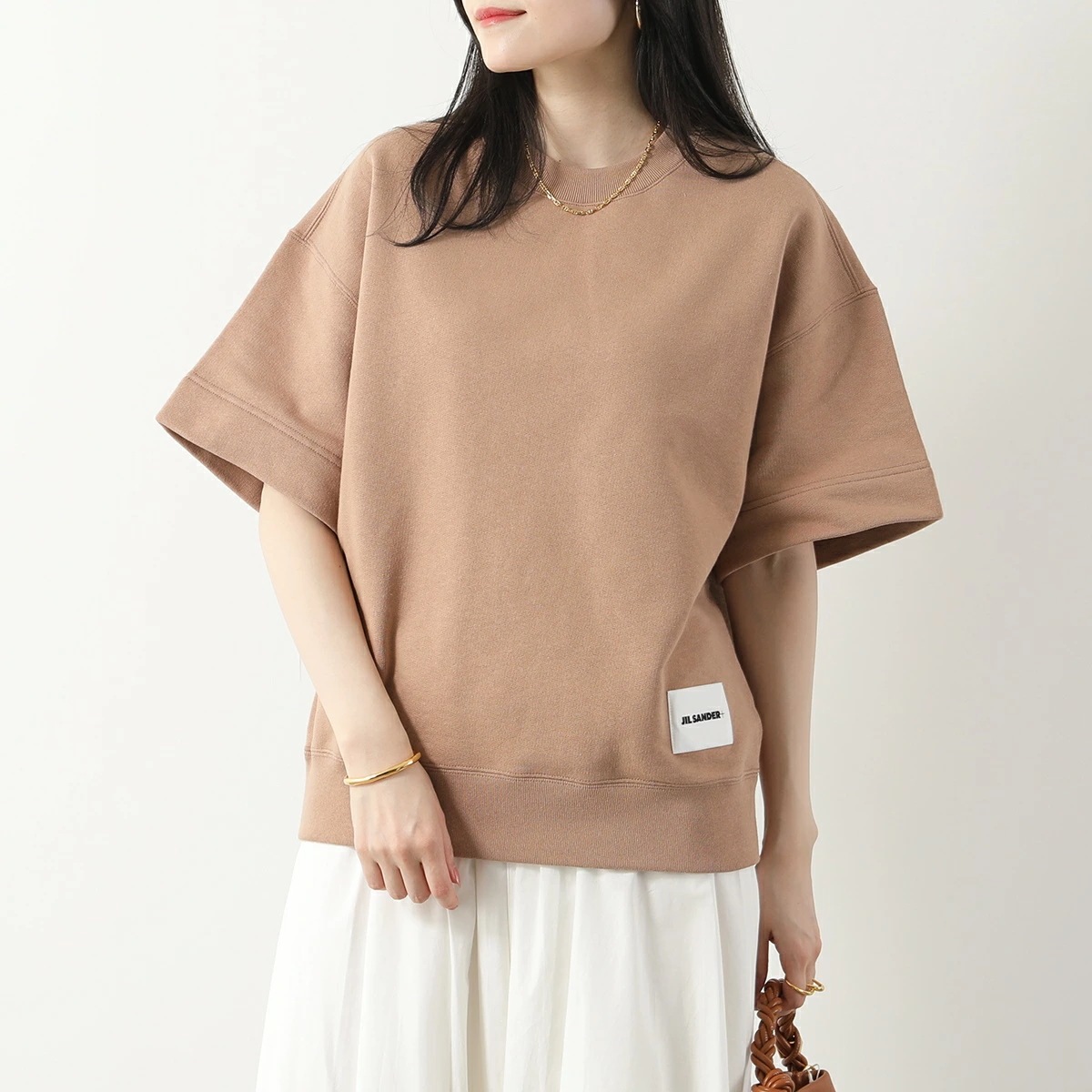 JIL SANDER+ ジルサンダー プラス 半袖 スウェット J40GC0105 J20010 J20039 レディース クルーネック ロゴ オーバーサイズ JIL SANDER+ ジルサンダー プラス 半袖 スウェット J40GC0105 J20010 J20039 レディース クルーネック ロゴ オーバーサイズ