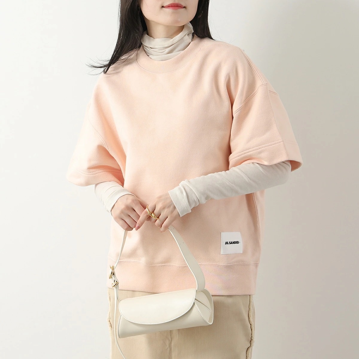 JIL SANDER+ ジルサンダー プラス 半袖 スウェット J40GC0105 J20010 J20039 レディース クルーネック ロゴ オーバーサイズ JIL SANDER+ ジルサンダー プラス 半袖 スウェット J40GC0105 J20010 J20039 レディース クルーネック ロゴ オーバーサイズ