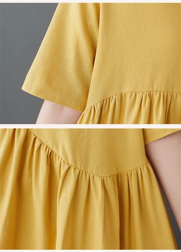 ぽっちゃり リゾート ワンピース 無地 5分袖あり aライン 大きいサイズ ママ 母の日 発表会 2次会 40代 50代 夏ワンピ オシャレ 韓国風dh181x6x6m6