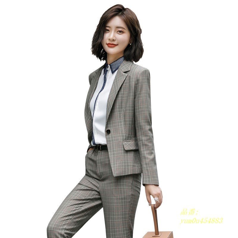 パンツスーツ フォーマル テーラードジャケット セットアップ チェック柄 レディース 2点セット お パンツスーツ フォーマル テーラードジャケット セットアップ チェック柄 レディース 2点セット お