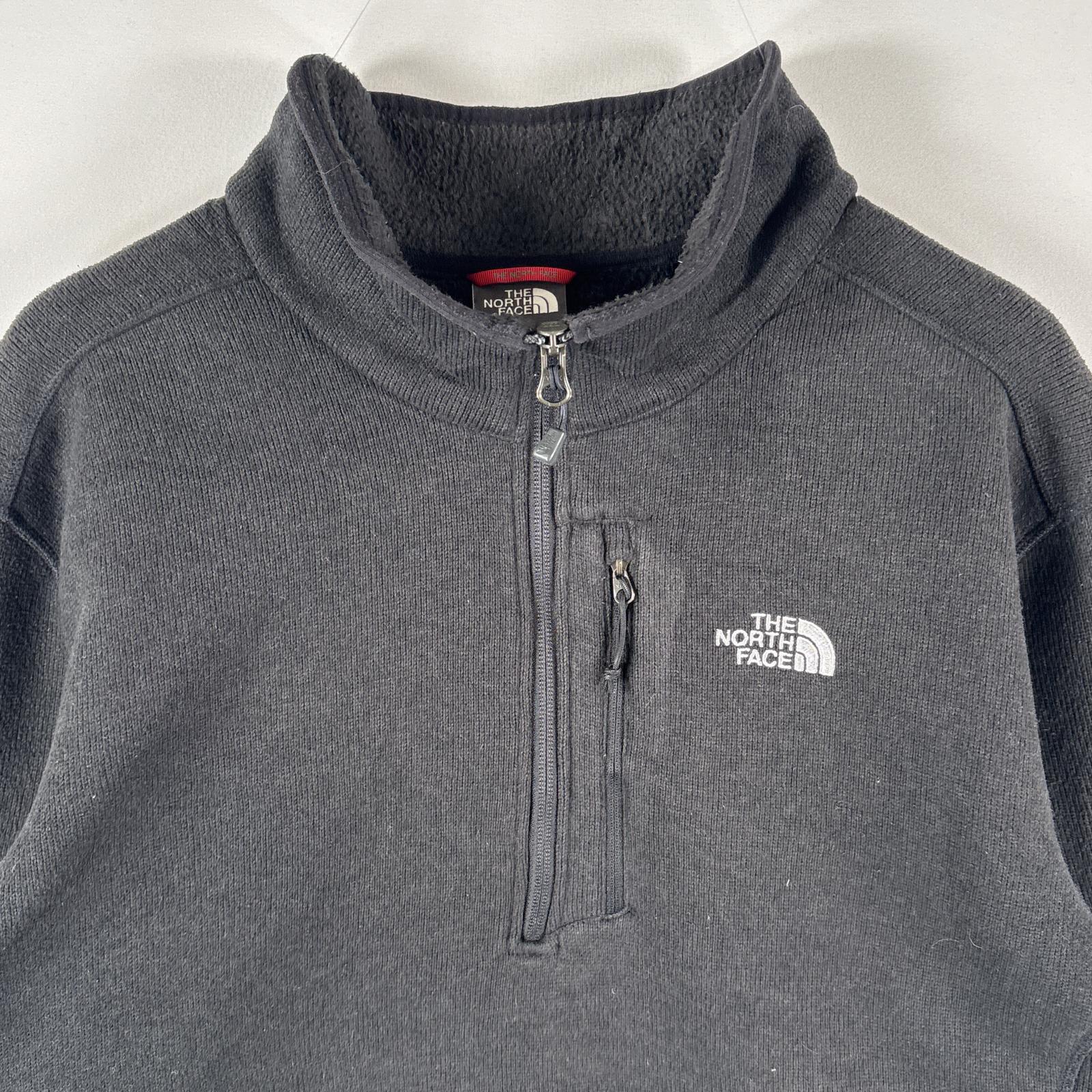 古着 ハーフジップフリースジャケット ワンポイントロゴ刺繍 ニット 大きいサイズ XL ブラック メンズ 古着 ハーフジップフリースジャケット ワンポイントロゴ刺繍 ニット 大きいサイズ XL ブラック メンズ