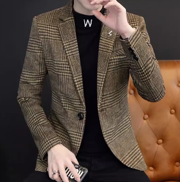 メンズ 男性用 ジャケット スーツ アウター 上着 ウール ミドル丈 長袖 襟付き スーツカラー スリム スマート 異国風 厚手 ベルベット カジュアル 上品 おしゃれ かっこいい レトロ こなれ感