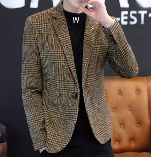 メンズ 男性用 ジャケット スーツ アウター 上着 ウール ミドル丈 長袖 襟付き スーツカラー スリム スマート 異国風 厚手 ベルベット カジュアル 上品 おしゃれ かっこいい レトロ こなれ感