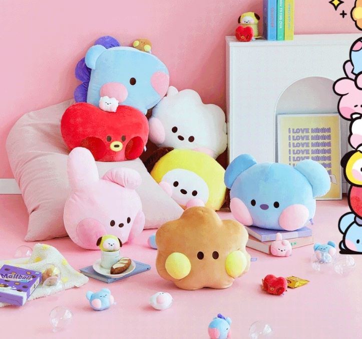 BT21 TATA クッション　BASIC FACE minini 2点セット BT21 TATA クッション BASIC FACE minini 2点セット Qoo10] BT21 顔