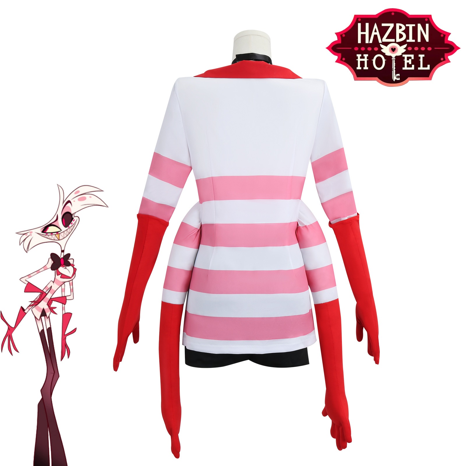 ハロウィン漫多地獄宿屋cos服Angel Dust Angel 4腕赤白ストライプスカートAngel cos服 ハロウィン漫多地獄宿屋cos服Angel Dust Angel 4腕赤白ストライプスカートAngel cos服