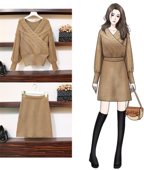 ニットトップス スリム セーター ミニスカート 2点セット大きいサイズ レディース 平干し ニット ニットセーター vネック カーディガン knit sweater ニットトップス スリム セーター ミニスカート 2点セット大きいサイズ レディース 平干し ニット ニットセーター vネック カーディガン knit sweater