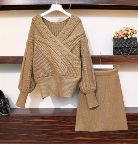 ニットトップス スリム セーター ミニスカート 2点セット大きいサイズ レディース 平干し ニット ニットセーター vネック カーディガン knit sweater ニットトップス スリム セーター ミニスカート 2点セット大きいサイズ レディース 平干し ニット ニットセーター vネック カーディガン knit sweater