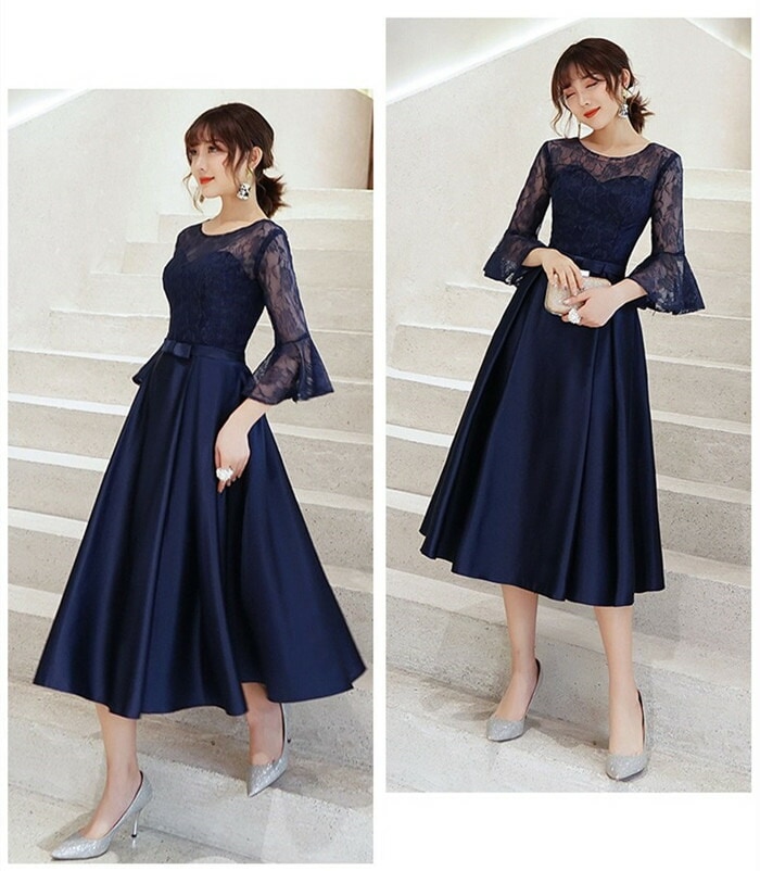 パーティードレス 結婚式 服装 ドレス ワンピース ロングワンピース パーティードレス 結婚式 ロング 袖あり 韓国風 大きいサイズ フォーマルドレス レースワンピース お呼ばれ 二次会 披露宴 謝恩