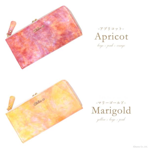 財布レディース 長財布 L字ファスナー がま口 エナメル 日本製 本革 アートレザー 華やか おしゃれ 大容量 Clelia-u- クレリアユー Bouquet CLU-801