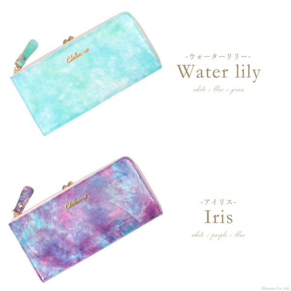 財布レディース 長財布 L字ファスナー がま口 エナメル 日本製 本革 アートレザー 華やか おしゃれ 大容量 Clelia-u- クレリアユー Bouquet CLU-801