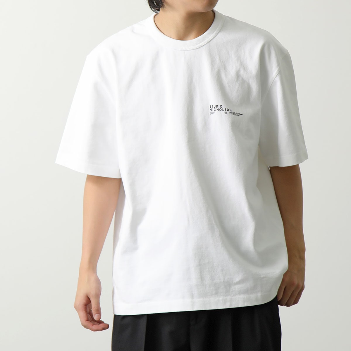 STUDIO NICHOLSON スタジオニコルソン Tシャツ MODULE SNM-1167 メンズ 半袖 カットソー ちびロゴT オーバーサイズ カラー2色