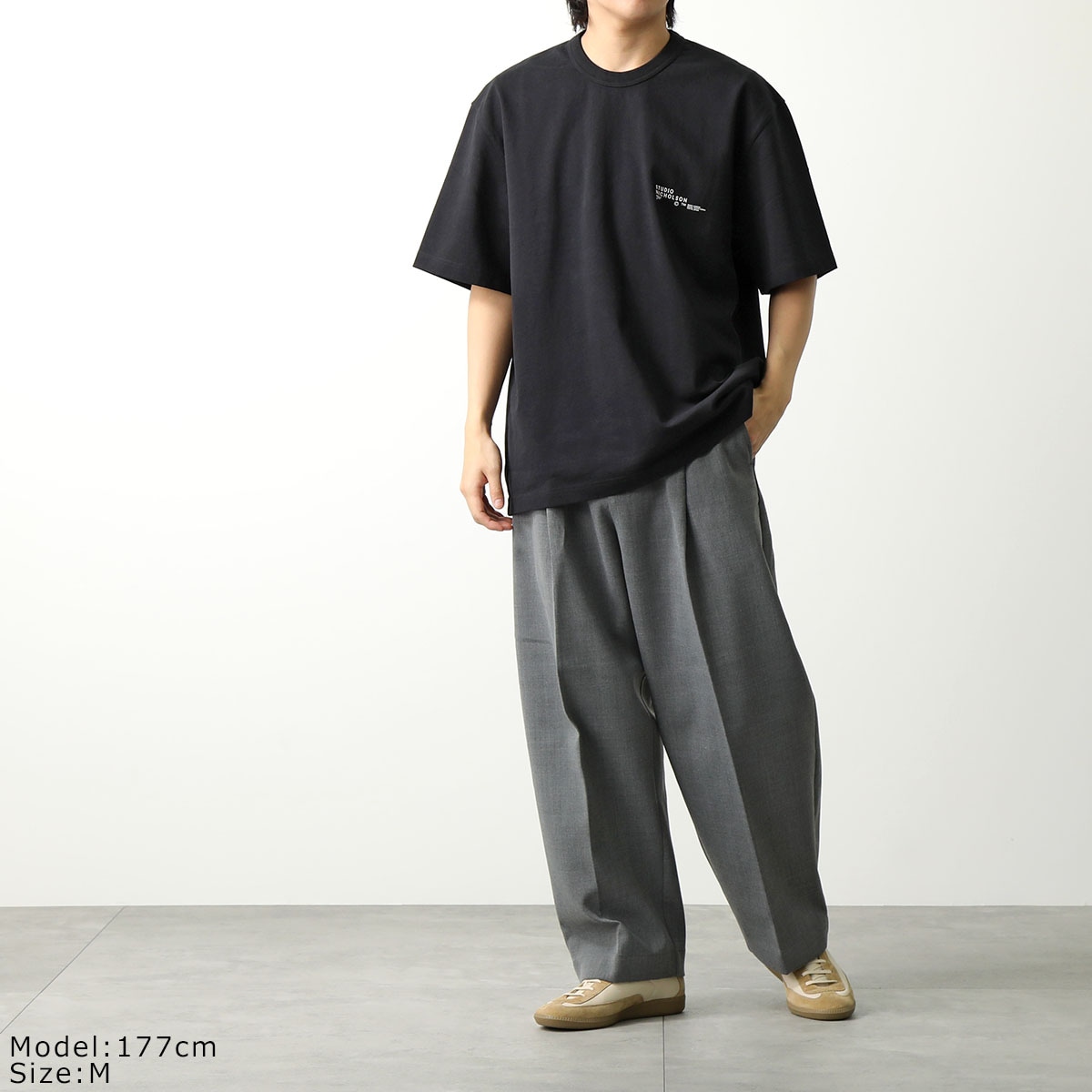 STUDIO NICHOLSON スタジオニコルソン Tシャツ MODULE SNM-1167 メンズ 半袖 カットソー ちびロゴT オーバーサイズ カラー2色