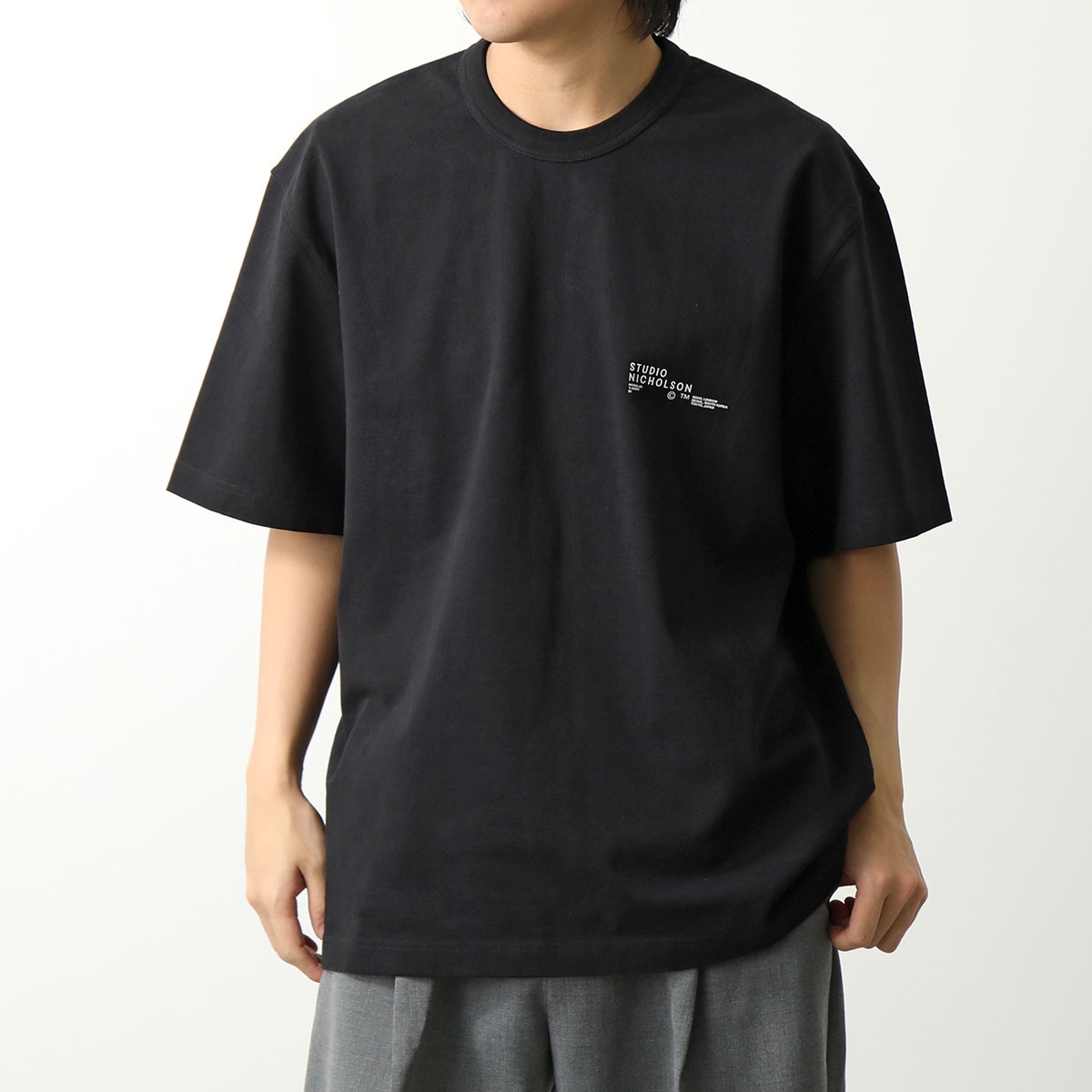 STUDIO NICHOLSON スタジオニコルソン Tシャツ MODULE SNM-1167 メンズ 半袖 カットソー ちびロゴT オーバーサイズ カラー2色