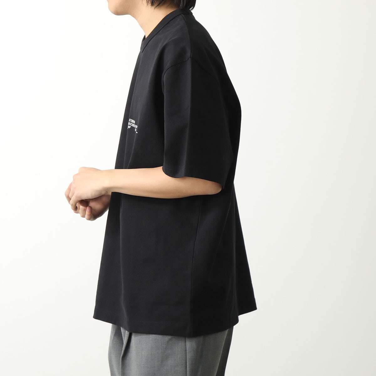 STUDIO NICHOLSON スタジオニコルソン Tシャツ MODULE SNM-1167 メンズ 半袖 カットソー ちびロゴT オーバーサイズ カラー2色