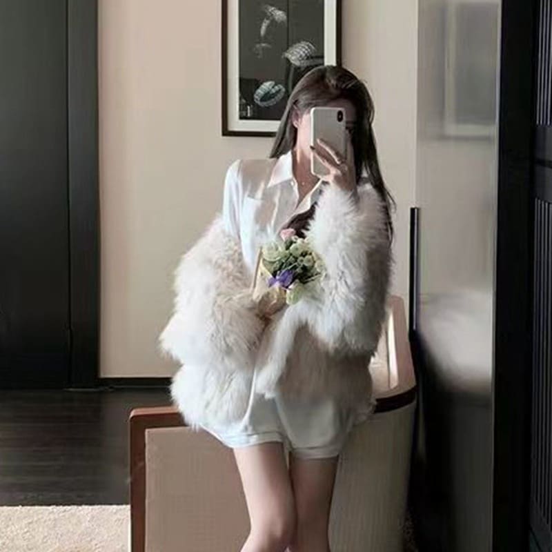 レディースファーコート フード付き レディース ファー アウター ショートコート ボアコート 冬服 毛足長い 保温 ブルゾン 毛足長い ファッション エレガンス かわいい 厚さ 前開き 防寒着