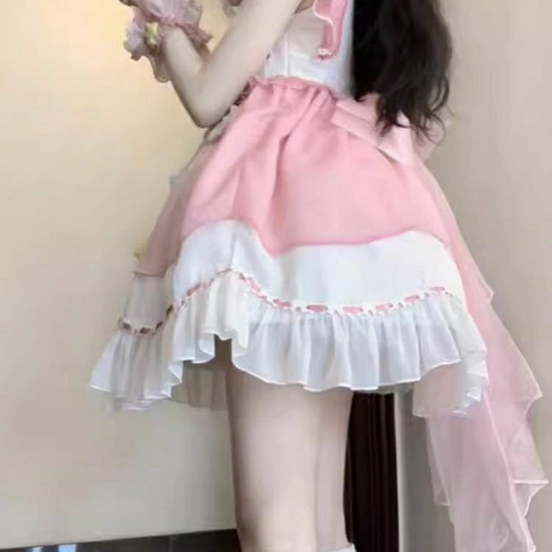 【急速発送】ピンクロリータワンピースワンピースワンピースプリンセススカート軽やかlo秋の万能アイテム