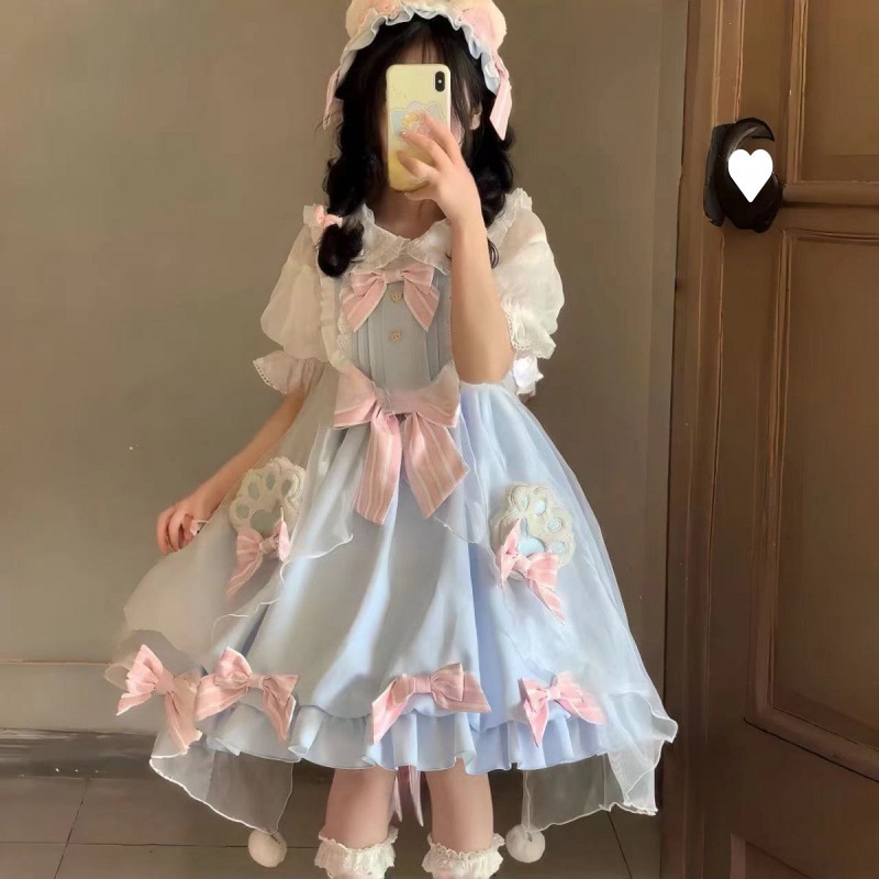 【急速発送】ピンクロリータワンピースワンピースワンピースプリンセススカート軽やかlo秋の万能アイテム