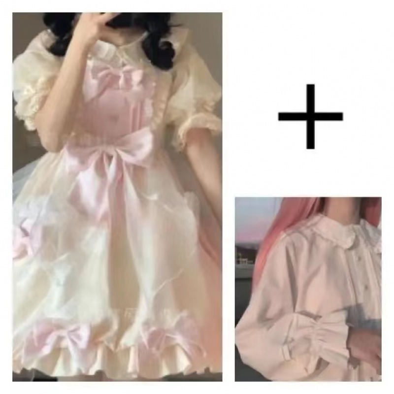 【急速発送】ピンクロリータワンピースワンピースワンピースプリンセススカート軽やかlo秋の万能アイテム