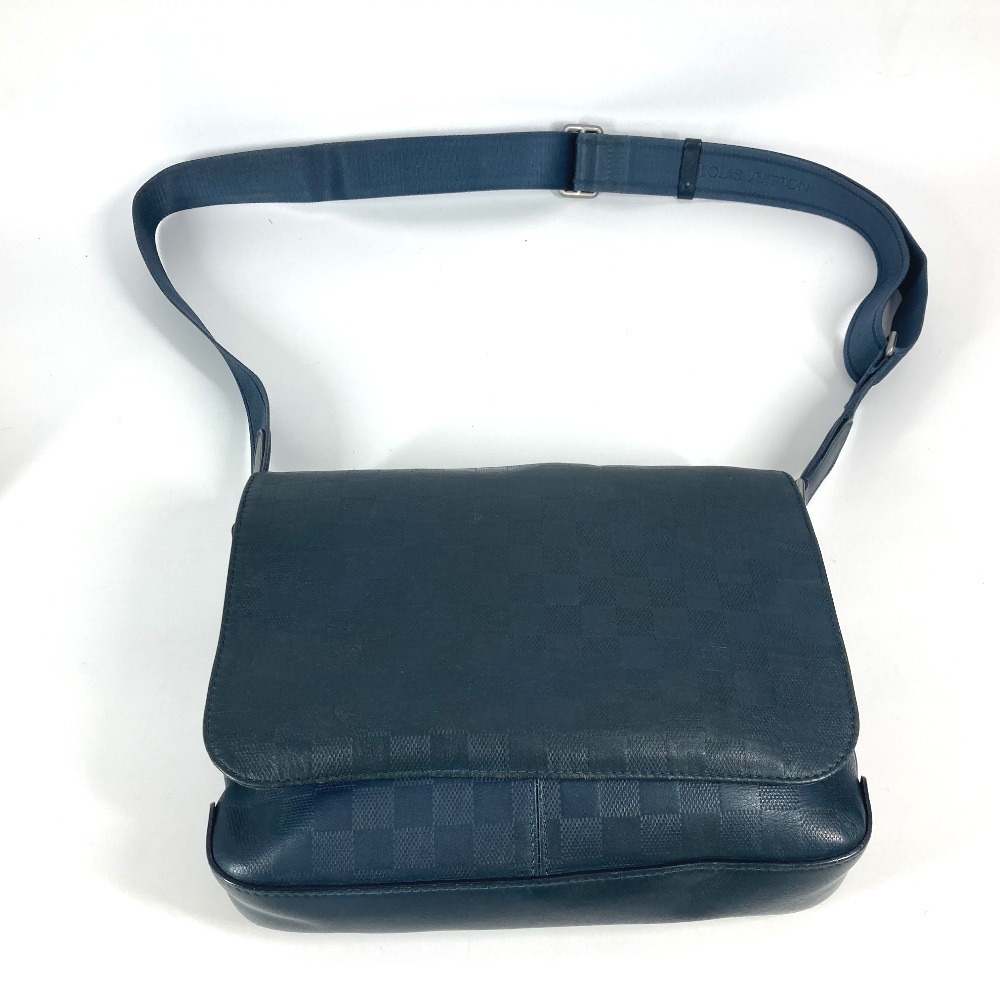 ショルダーバッグ N41285 ディストリクトPM ダミエアンフィニ 斜め掛け カバン フラップ メッセンジャーバッグ ダミエアンフィニレザー コスモス ネイビー