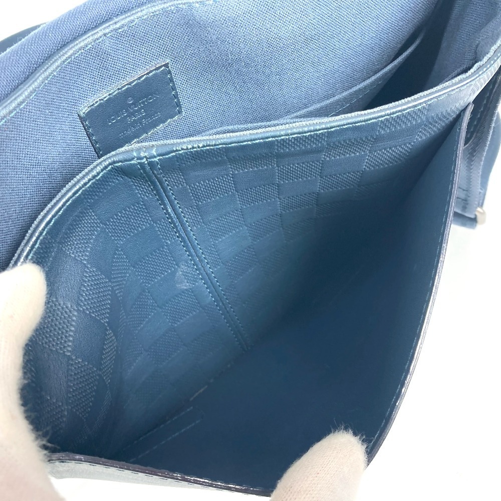 ショルダーバッグ N41285 ディストリクトPM ダミエアンフィニ 斜め掛け カバン フラップ メッセンジャーバッグ ダミエアンフィニレザー コスモス ネイビー