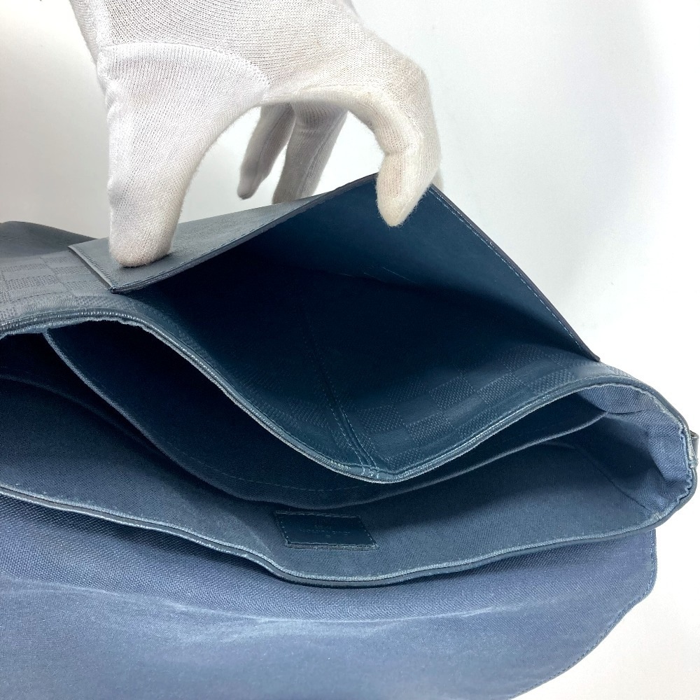 ショルダーバッグ N41285 ディストリクトPM ダミエアンフィニ 斜め掛け カバン フラップ メッセンジャーバッグ ダミエアンフィニレザー コスモス ネイビー