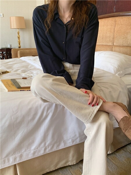 ブラウス シャツ 韓国 ファッション レディース 秋 冬 カジュアル コーデ シンプル 定番 セレカジ 20代 30代 40代 2025 ドレープ オーバーサイズ シャツ ブラウス